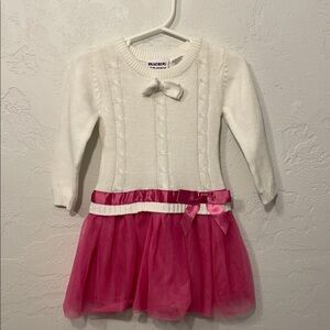 Blueberi Boulevard White and Pink Dress with Bow